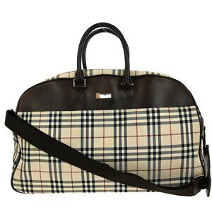 Burberry Beige Brown Burberry Check 2way Duffle Handbag